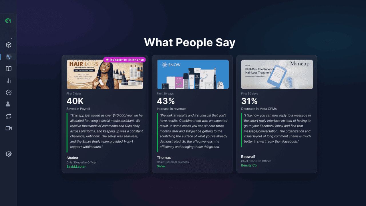 TikTok Shop seller testimonials and customer results