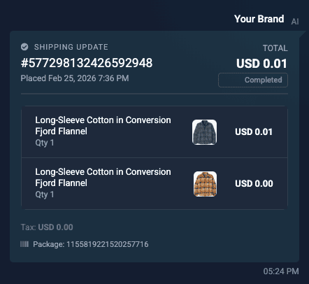 SmartReply TikTok Shop Shipping updates card